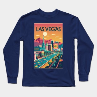 A Vintage Travel Poster of Las Vegas - Nevada - US Long Sleeve T-Shirt